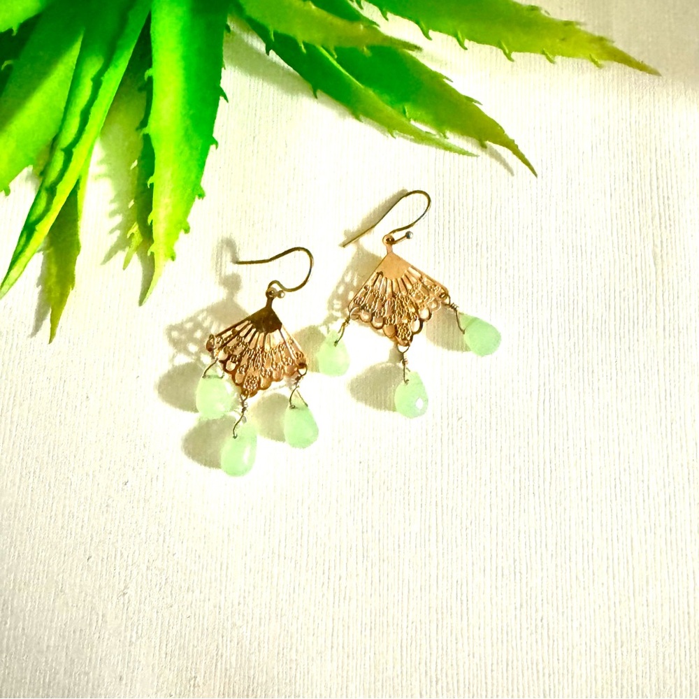 Taolei Gold and Green Dangle Earrings